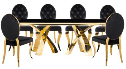 Обеденная группа Иге black / gold (стол и 6 стульев) — фото 1