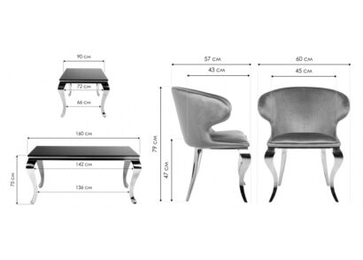 Обеденная группа Таширо white / gray (стол и 4 стула) — фото 8