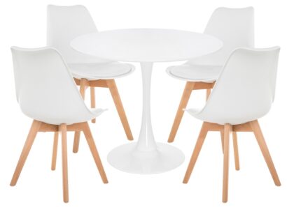 Обеденная группа Зарту white / wood (стол и 4 стула) — фото 1