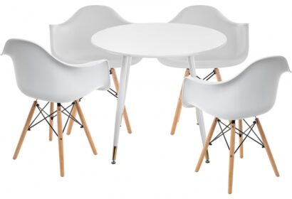 Обеденная группа Амител white / wood (стол и 4 стула) — фото 1