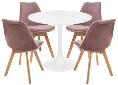 Обеденная группа Ахели light purple / wood / white (стол и 4 стула) — фото 1