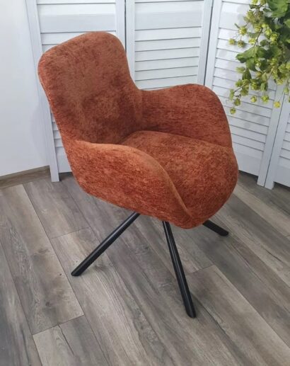 Стул KAROL 180 град. поворот. 3018-09 терракотовый, шенилл/ черный каркас — фото 3