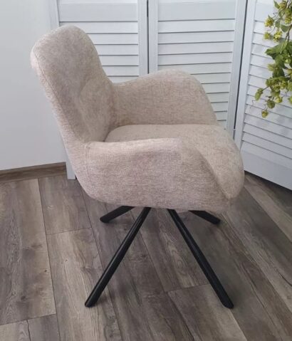 Стул KAROL 180 град. поворот. 3018-10 бежевый, шенилл/ черный каркас — фото 4