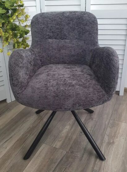 Стул KAROL 180 град. поворот. 3018-19 темно-серый, шенилл/ черный каркас — фото 4
