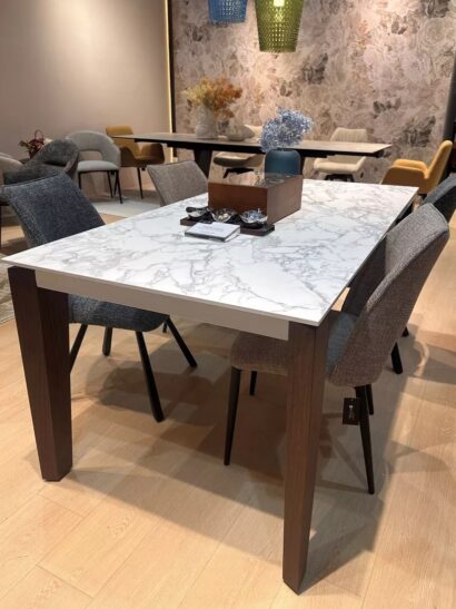 Стол ЭЗМИР (ESMIR) 180 цвет АРАБЕСКАТО (MATTE ARABESCATO SOLID CERAMIC) / ОРЕХ, ®DISAUR — фото 2