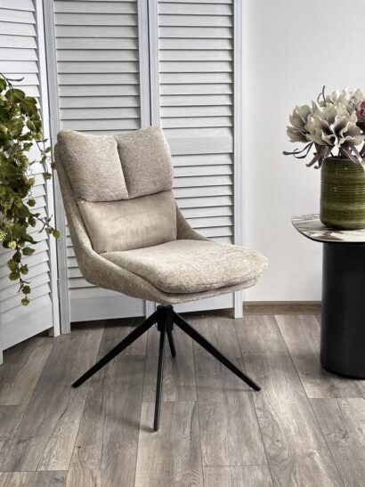 Стул LEROY 360 град. поворот Белый PICASSO 9306 букле / 7525-01 велюр / черный каркас, ®DISAUR — фото 4