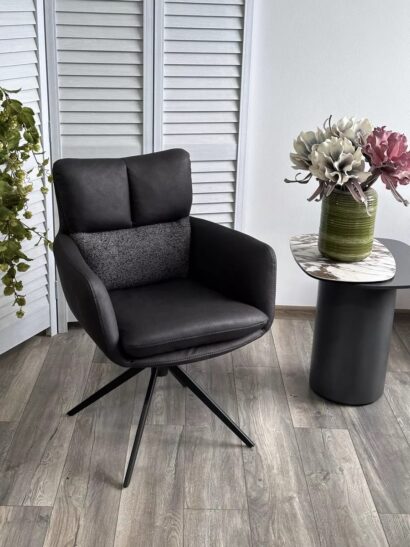 Стул LUIS 360 град. поворот Серый Maison 99# / OTE COBBLE 457 / черный каркас, ®DISAUR — фото 4