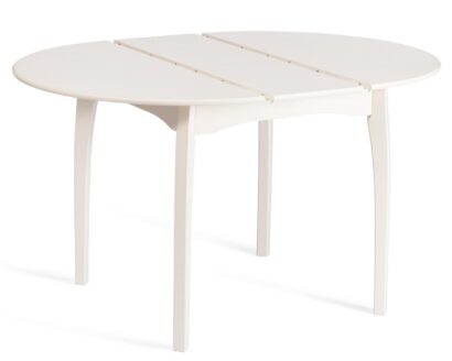 Стол ДИАМАНТ/DIAMANTE круглый бук, мдф, шпон дуба, 100 х 100+30 х 75 см, Ivory white — фото 9