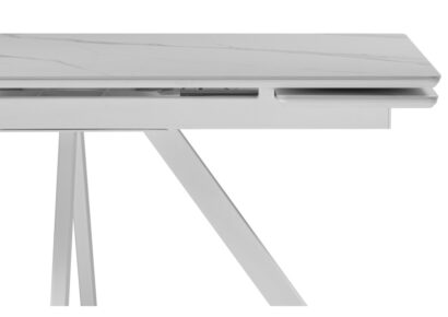 Стол МР Вилли 140 (200) х 80 белый мрамор alpin white / snow white / белый — фото 5