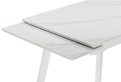 Стол МР Норман 140 (200) х 80 белый мрамор alpin white / snow white / белый — фото 2