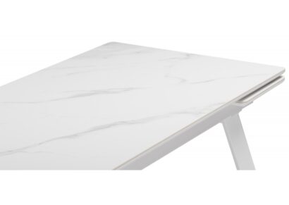 Стол МР Норман 140 (200) х 80 белый мрамор alpin white / snow white / белый — фото 6