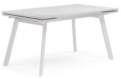 Стол МР Норман 140 (200) х 80 белый мрамор alpin white / snow white / белый — фото 1