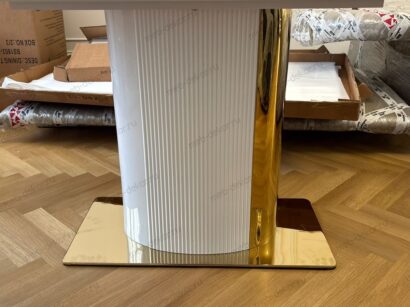 Стол обеденный Барнео BS1802-160GR, 160х90х76 см, светло-серый мрамор/золото — фото 9