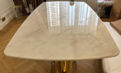 Стол обеденный Барнео BS1802-160GR, 160х90х76 см, светло-серый мрамор/золото — фото 14