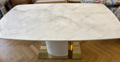 Стол обеденный Барнео BS1802-160GR, 160х90х76 см, светло-серый мрамор/золото — фото 11