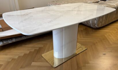 Стол обеденный Барнео BS1802-160GR, 160х90х76 см, светло-серый мрамор/золото — фото 7