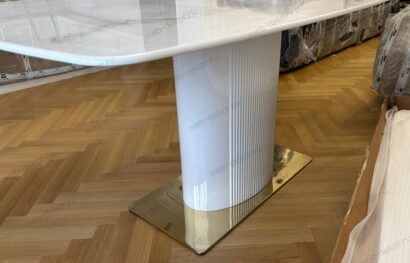 Стол обеденный Барнео BS1802-160GR, 160х90х76 см, светло-серый мрамор/золото — фото 8