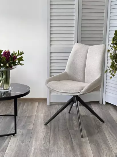 Стул ОСКАР (OSKAR) 360 град, цвет БЕЖЕВЫЙ, ткань/ ЧЕРНЫЙ каркас, ®DISAUR — фото 2