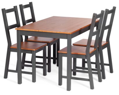 Обеденный комплект Соната (стол + 4 стула) / Sonata dining set массив сосны, стол: 120х75х73см стул :41х50х95см, антик /графит — фото 4