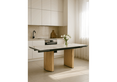 Керамический стол Монерон 180(240)x90 calacatta gold / дуб монтана — фото 13