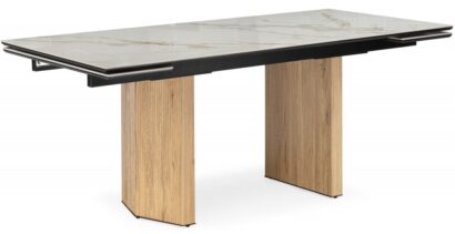 Керамический стол Монерон 180(240)x90 calacatta gold / дуб монтана — фото 1