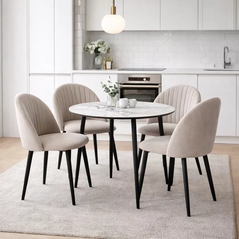 Стол МИЛТОН D89 PANDORA LIGHT 122 BG, керамика / Черный каркас