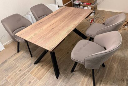 Стол DikLine DX140 Дуб галифакс/опоры черные (2 уп.) — фото 8