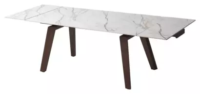 Стол БЭТИС (BETIS) 180 цвет МРАМОР (MATTE GILDED WHITE SOLID CERAMIC) / Орех (WALNUT) — фото 8