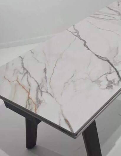 Стол БЭТИС (BETIS) 180 цвет МРАМОР (MATTE GILDED WHITE SOLID CERAMIC) / Орех (WALNUT) — фото 3