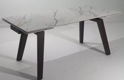 Стол БЭТИС (BETIS) 180 цвет МРАМОР (MATTE GILDED WHITE SOLID CERAMIC) / Орех (WALNUT) — фото 6