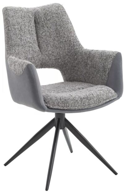 Стул ДАВЕН (DAVEN) 360 град, цвет СЕРЫЙ RIELY-450 / G1038-04 , ткань /ТЕМНО-СЕРЫЙ каркас, ®DISAUR — фото 1