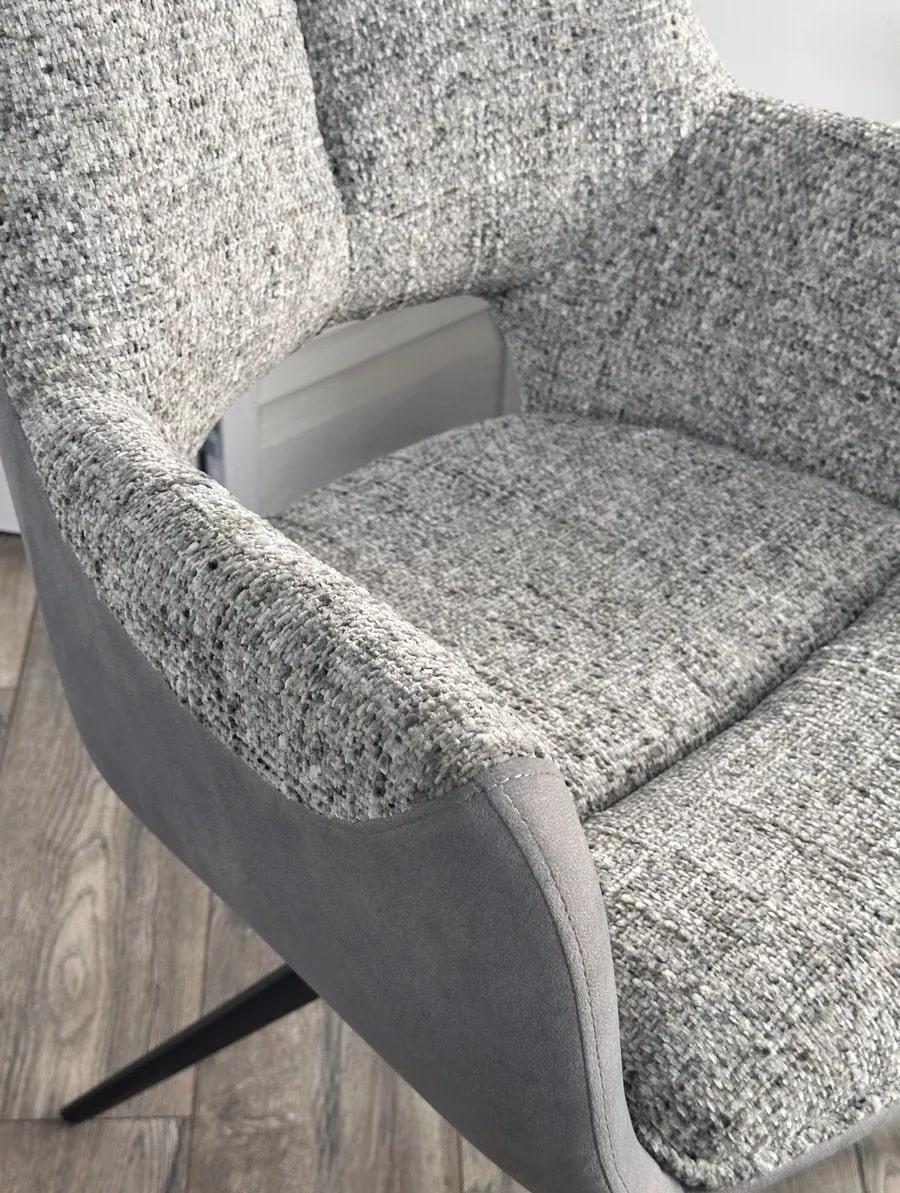 Стул ДАВЕН (DAVEN) 360 град, цвет СЕРЫЙ RIELY-450 / G1038-04 , ткань /ТЕМНО-СЕРЫЙ каркас, ®DISAUR