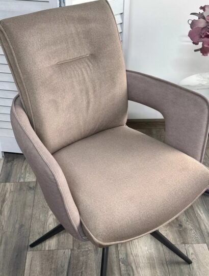 Стул KINNET 360 град. поворот. MOHAIR-440 / CASTEL-20 Шоколадный,ткань/ Тем.-серый каркас — фото 3