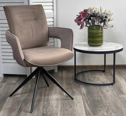 Стул KINNET 360 град. поворот. MOHAIR-440 / CASTEL-20 Шоколадный,ткань/ Тем.-серый каркас — фото 4