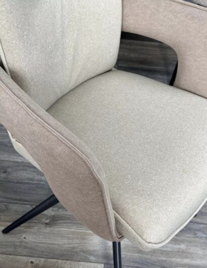 Стул KINNET 360 град. поворот. MOHAIR-110 / CASTEL-15 Бежевый,ткань/ Тем.-серый каркас — фото 4