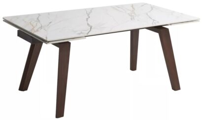 Стол БЭТИС (BETIS) 180 цвет МРАМОР (MATTE GILDED WHITE SOLID CERAMIC) / Орех (WALNUT) — фото 1