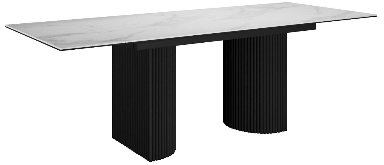 Стол DikLine IKD160 Керамика Carrara Gloss (мрамор глянец белый)/подстолье черное (2 уп.)