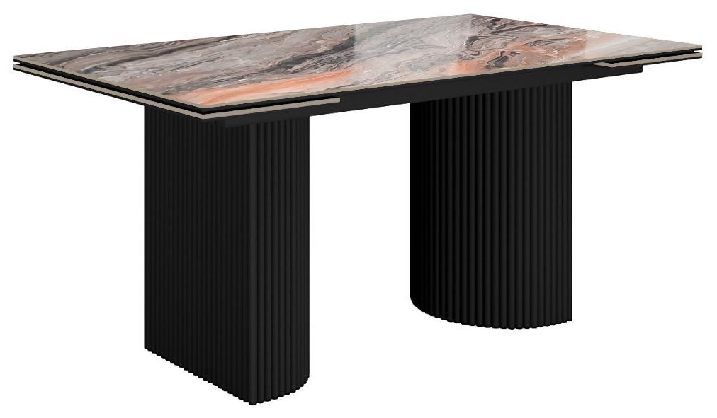 Стол DikLine IKD160 керамика Venetian Brown Light глянец, подстолье черное, опоры черные (2уп.)
