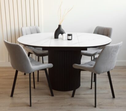 Керамический стол Стивен 100(140) snow white / черный — фото 7
