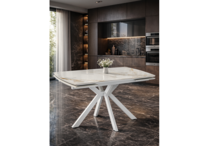 Керамический стол Катчел-2 120(180)x80 calacatta gold / белый — фото 13