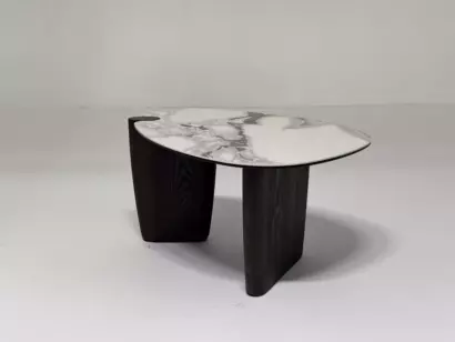 Стол кофейный ДЭГ (DAG) цвет FENDI WHITE керамика на стекле/массив/ МДФ, дубовый шпон ®DISAUR — фото 6