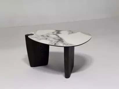 Стол кофейный ДЭГ (DAG) цвет FENDI WHITE керамика на стекле/массив/ МДФ, дубовый шпон ®DISAUR — фото 8
