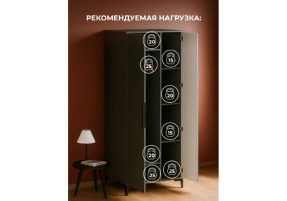 Шкаф Иадама двухстворчатый графит / графит софт — фото 8