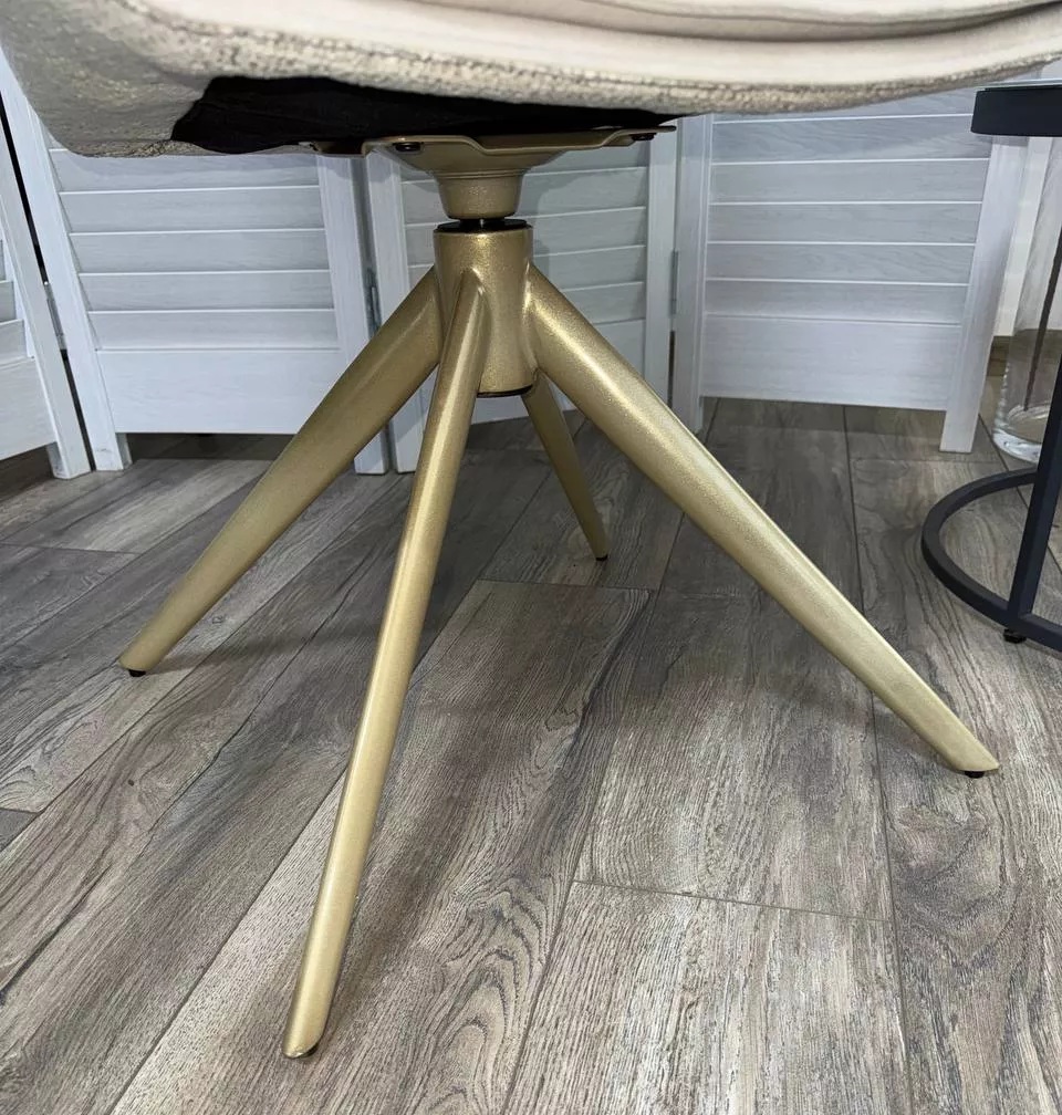 Стул ОСКАР (OSKAR) 360 град, цвет КРЕМОВЫЙ, ткань / ШАМПАНЬ каркас, ®DISAUR