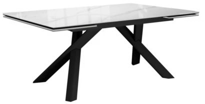 Стол DikLine DKX140 керамика Carrara Gloss (мрамор глянец белый), подстолье черное, опоры черные (2уп.) — фото 1