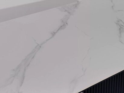 Стол АРИЯ 160 цвет Белый мрамор MATTE, керамика / Черный каркас — фото 2