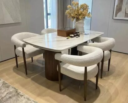 Стол ВЕСТБЕРГ (WESTBERG) 180 КАЛАКАТТА (GLOSS CALACATTA GOLD SOLID CERAMIC) / Орех натур, ®DISAUR — фото 1