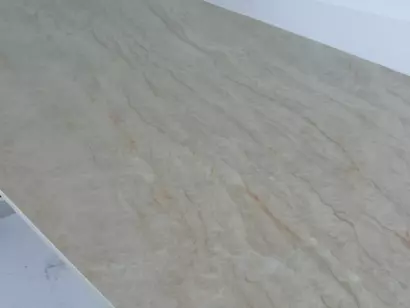 Стол КИРАН (KIRAN) 180 БЕЖЕВЫЙ МРАМОР (MATTE SICILY BEIGE SOLID CERAMIC) / Орех темный, ®DISAUR — фото 2