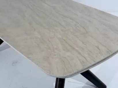 Стол КИРАН (KIRAN) 180 БЕЖЕВЫЙ МРАМОР (MATTE SICILY BEIGE SOLID CERAMIC) / Орех темный, ®DISAUR — фото 3
