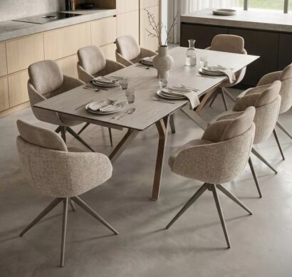 Стол КОСТА (COSTA) 180 ТРАВЕРТИН (MATTE SPANISH TRAVERTINE) керамика/ Латте / Орех натур, ®DISAUR — фото 2